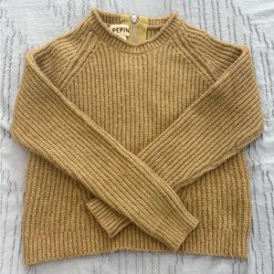 Anthropologie Pepin Tan Chunky Knit Crew Neck Sweater Small